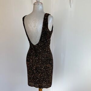 Parker Brown Sequin tank evening dress size S